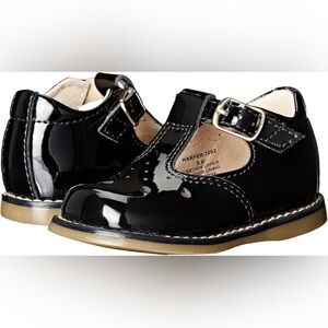 FootMates Shiny Black Patent T-Strap Dress Shoes Kids